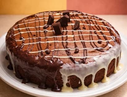 Pastel de chocolate oscuro y blanco