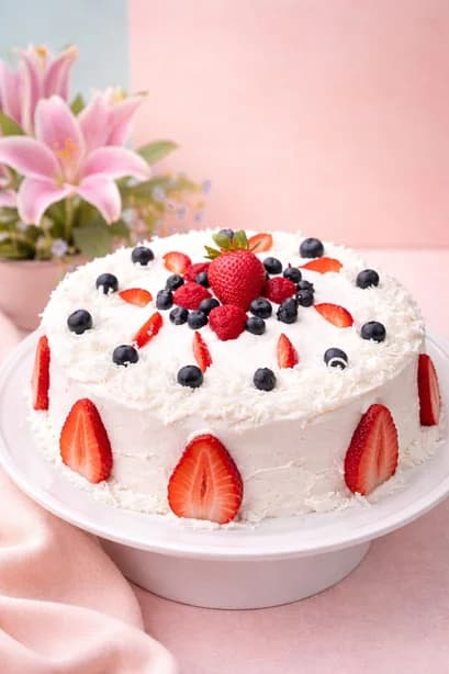 Pastel de Coco con Frutos rojos